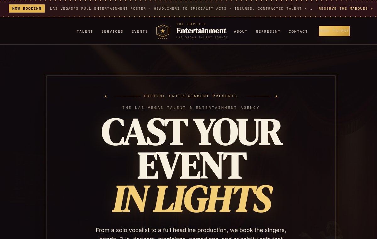 Capitol Entertainment — talent booking agency website
